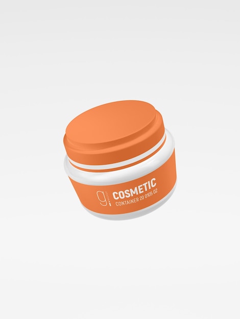 PSD mockup di marchio del contenitore per crema cosmetica in plastica lucida