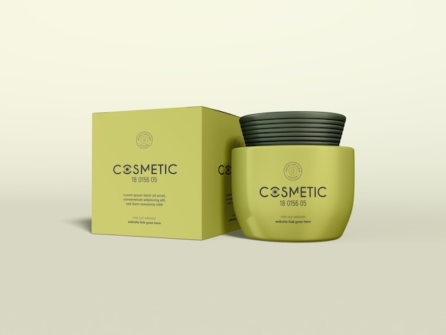 Mockup di imballaggio per contenitori in crema cosmetica in plastica lucida