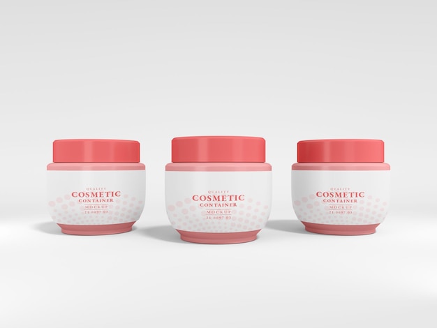 Glossy Plastic Cosmetic Cream Container Packaging Mockup