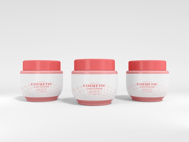 Mockup di imballaggio per contenitori in crema cosmetica in plastica lucida