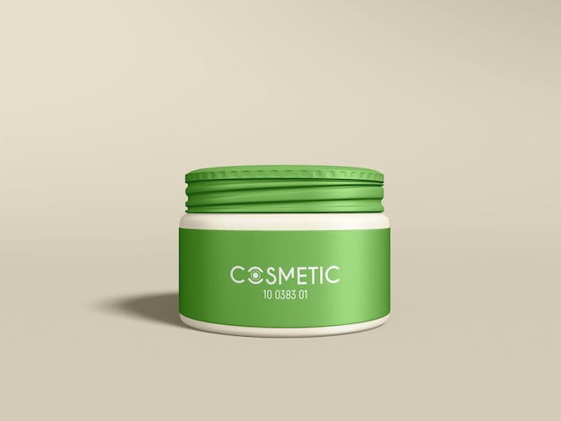 Glossy plastic cosmetic cream jar packaging mockup