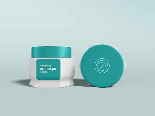 Glossy Plastic Cosmetic Cream Jar Packaging Mockup