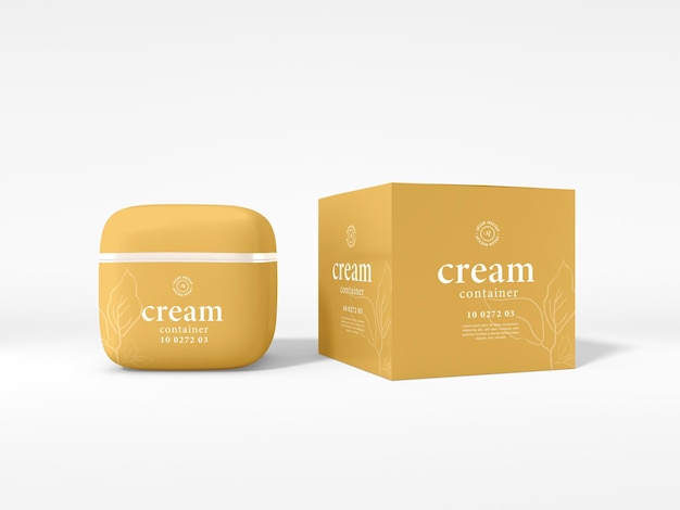 Glossy Plastic Cosmetic Cream Jar Packaging Mockup