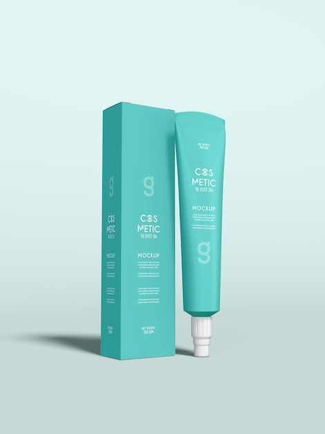 Glossy plastic cosmetic cream tube branding mockup