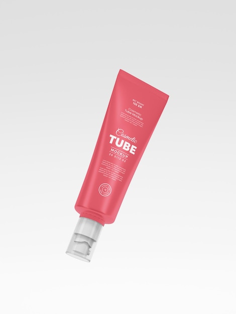 Mockup di marchio del tubo di crema cosmetica in plastica lucida