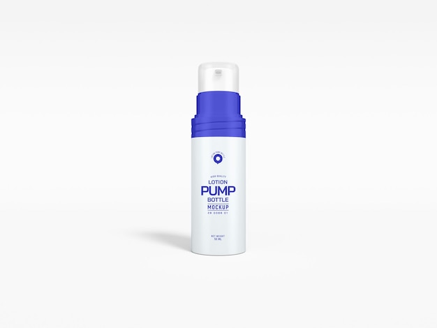 Glossy Plastic Cosmetic Lotion Pump Bottle Branding Mockup