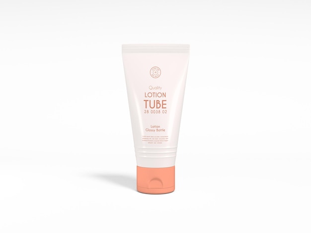 Glossy plastic cosmetic lotion tube branding mockup