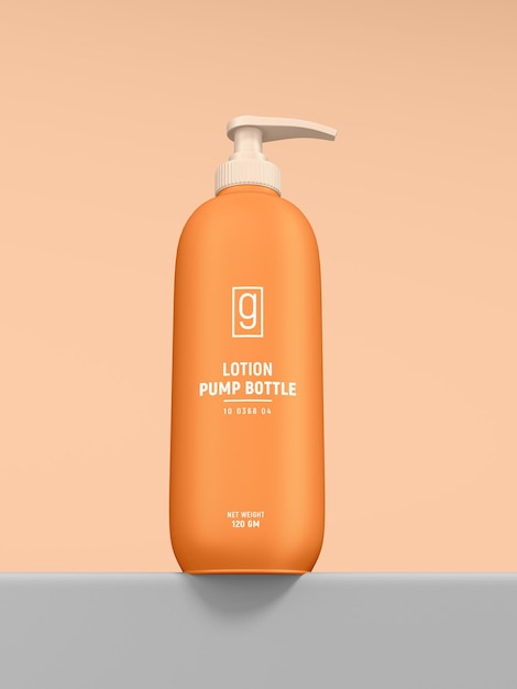 Glossy plastic cosmetic pump bottle branding mockup