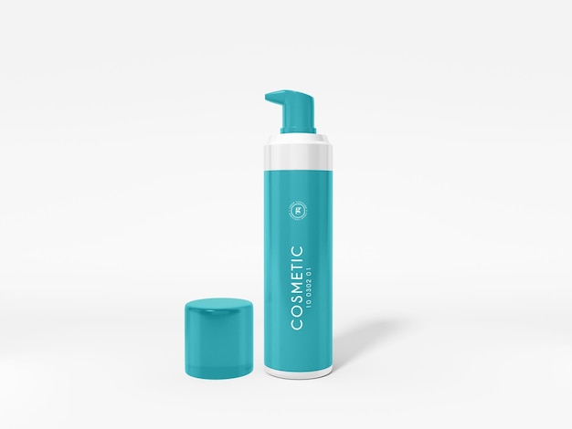 PSD glossy plastic cosmetic pump bottle packaging mockup