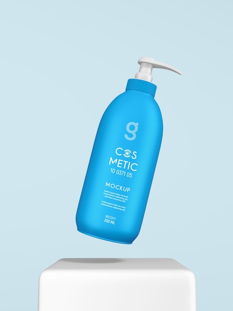 光沢のあるプラスチック化粧品ポンプディスペンサーボトルブランディングモックアップ