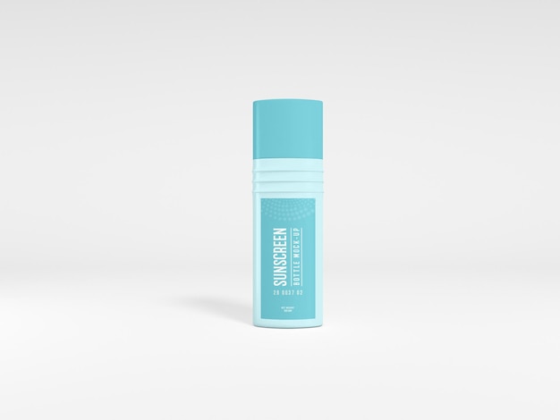 PSD glossy plastic cosmetic sunscreen bottle packaging mockup