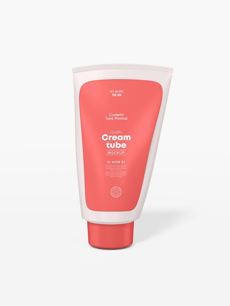 Mockup di marchio del tubo di protezione solare cosmetica in plastica lucida