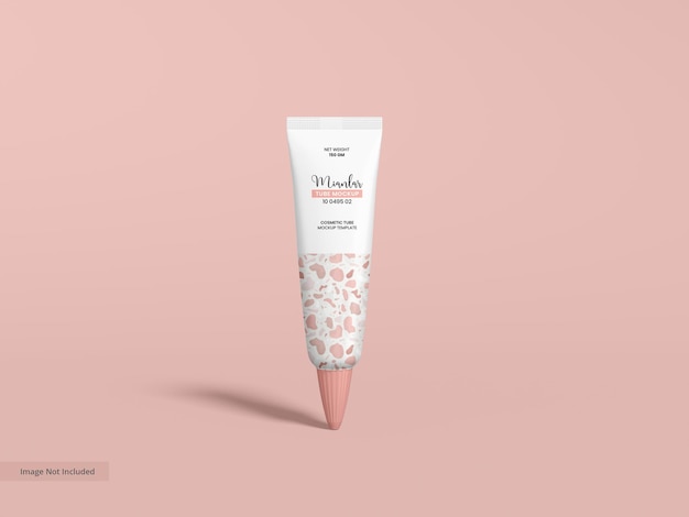 Glossy plastic cosmetic tube bottle branding mockup