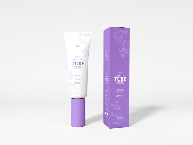 Glossy Plastic Cosmetic Tube Packaging Mockup