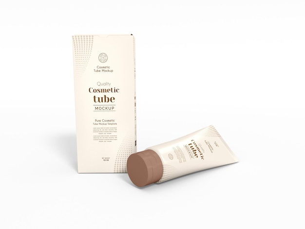 Glossy plastic cosmetic tube packaging mockup