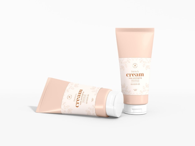 Glossy plastic cosmetic tube packaging mockup