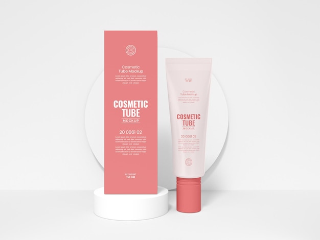 Glossy Plastic Cosmetic Tube Packaging Mockup