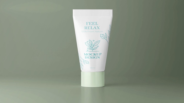 glossy plastic cosmetic tube packaging mockup