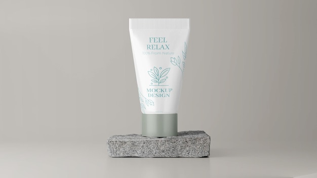 glossy plastic cosmetic tube packaging mockup