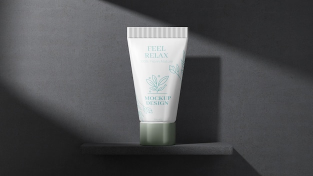 glossy plastic cosmetic tube packaging mockup