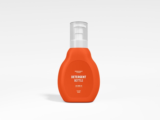 Glossy Plastic Detergent Bottle Packaging Mockup