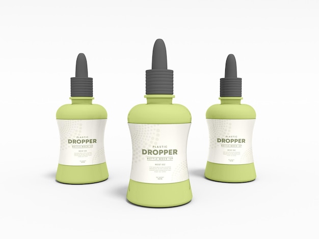 PSD glossy plastic dropper bottle mockup