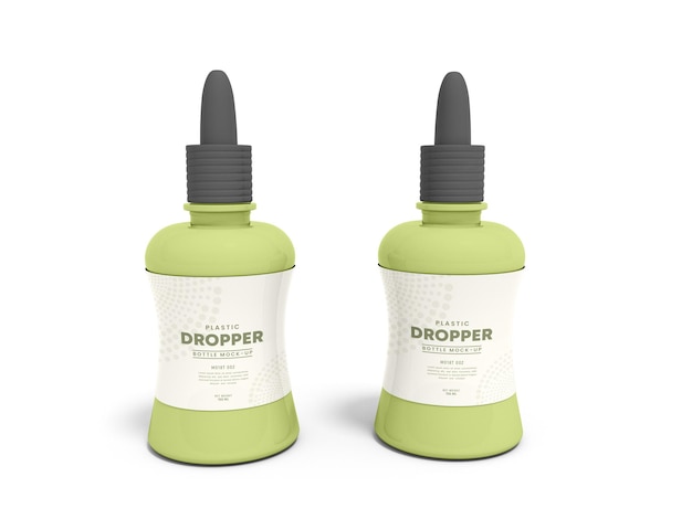 Glossy plastic dropper bottle mockup