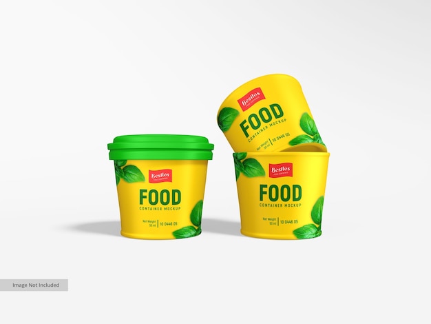 Glossy plastic food container packaging mockup