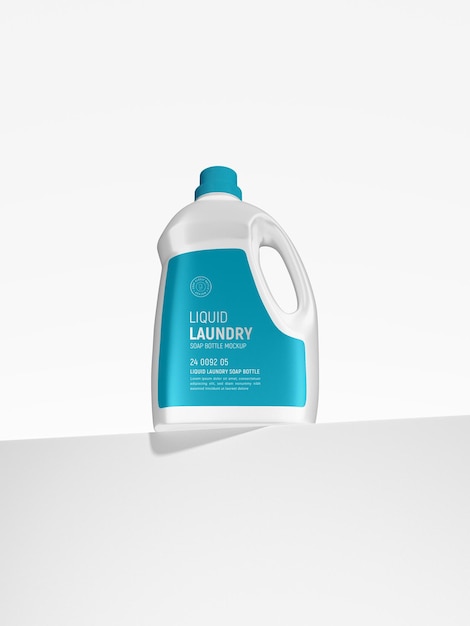 PSD glossy plastic liquid laundry soap bottle branding mockup