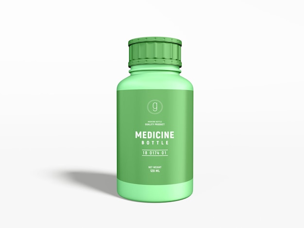 Glossy plastic medicine jar branding mockup