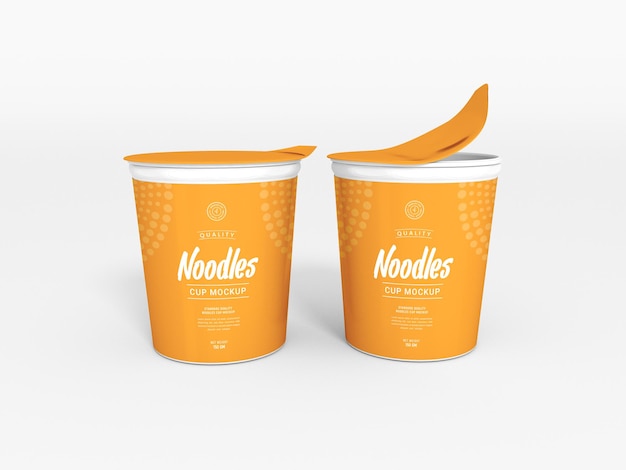 Glossy Plastic Noodle Cup Packaging Mockup