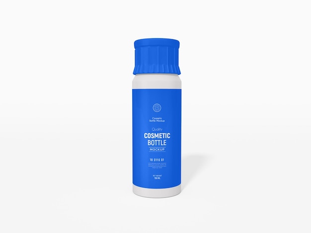 Glossy plastic skin toner cosmetic bottle branding mockup