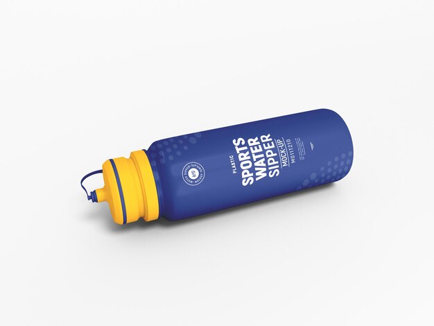 Glossy plastic sports water bottle mockup