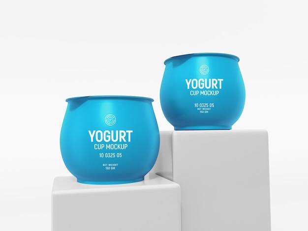 Glossy Plastic Yogurt Cup Branding Mockup