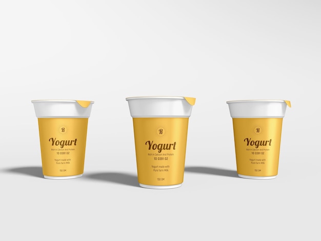 glossy plastic yogurt cup branding mockup