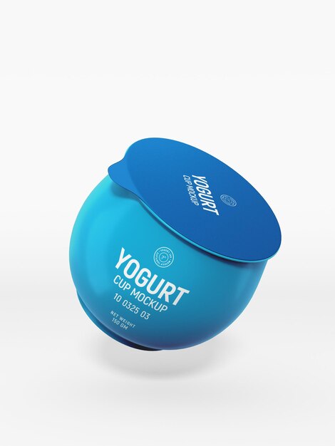 Glossy plastic yogurt cup branding mockup