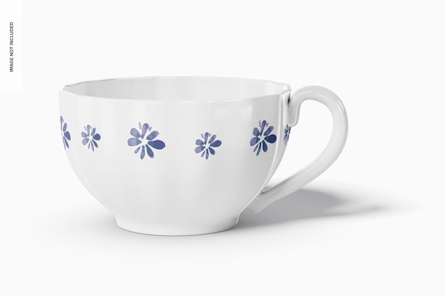 Glossy Porcelain Tea Cup Mockup, Front View