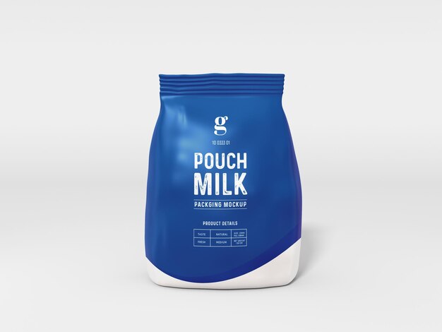 PSD glossy pouch milk packaging mockup