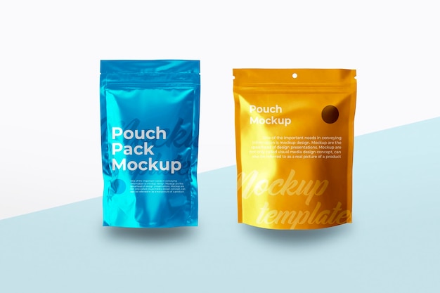 Glossy pouch packaging mockup