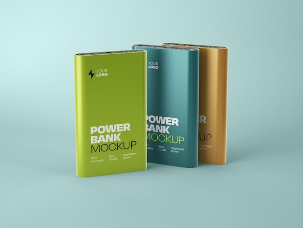 Glossy power bank mockup