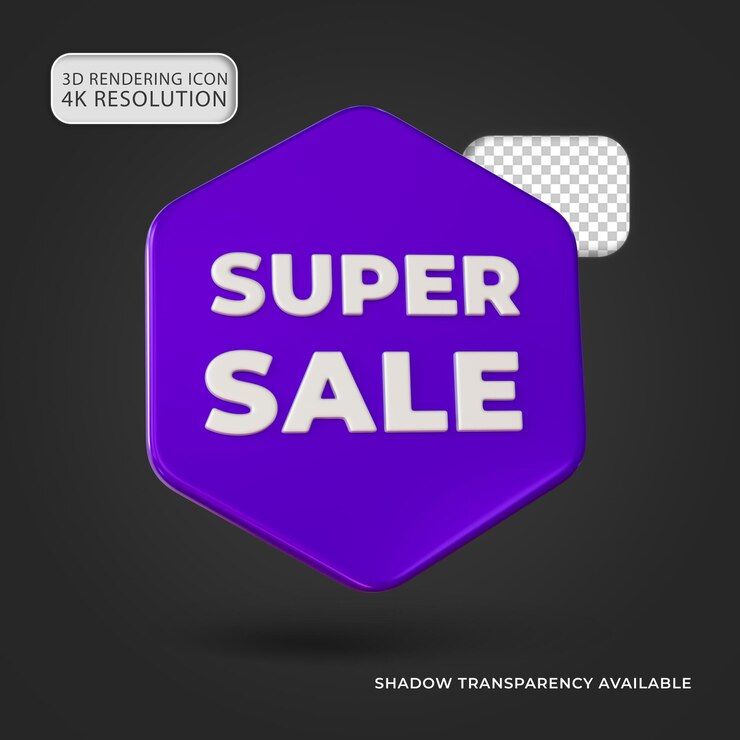PSD glossy purple mega sale isolated 3d icon illustratie voor compositie