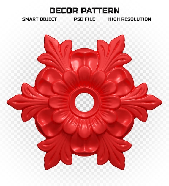 PSD glossy red decor pattern in high quality for decoration