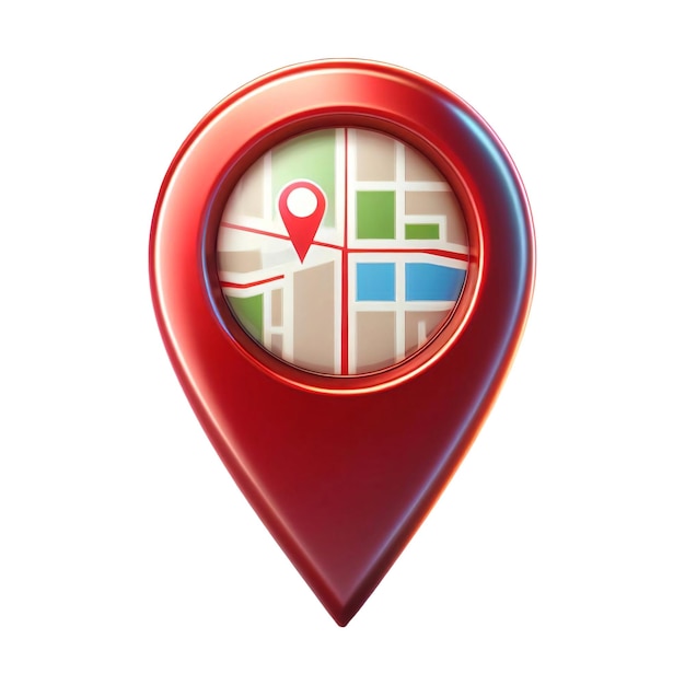 PSD glossy red destination map pointer icon cut out