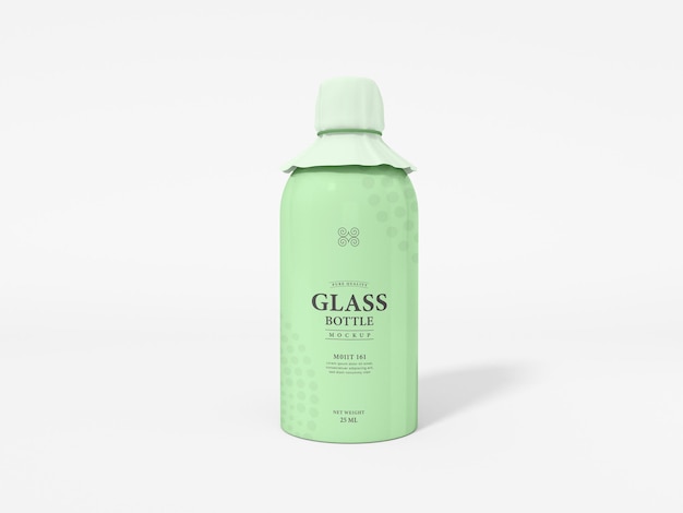 Glossy Reflective Glass Bottle with Foil Cover Mockup