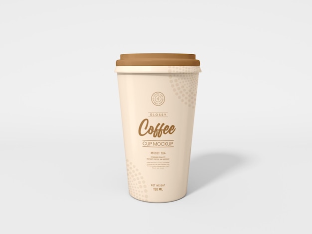 Mockup di tazza di caffè in plastica riutilizzabile lucida