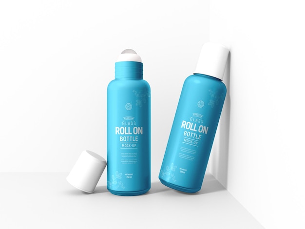 Glossy Roll On Deodorant Bottle Packaging Mockup