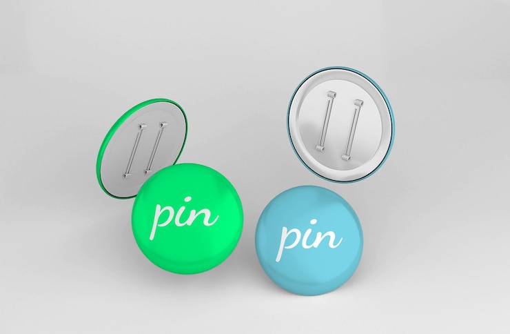 PSD glossy round pin or badge mockup template