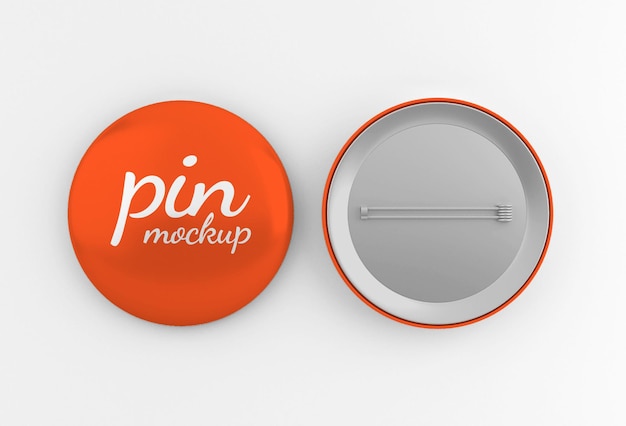 PSD glossy rounded badge or button pin mockup