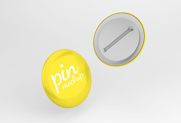 Distintivo arrotondato lucido o mockup di pin del pulsante