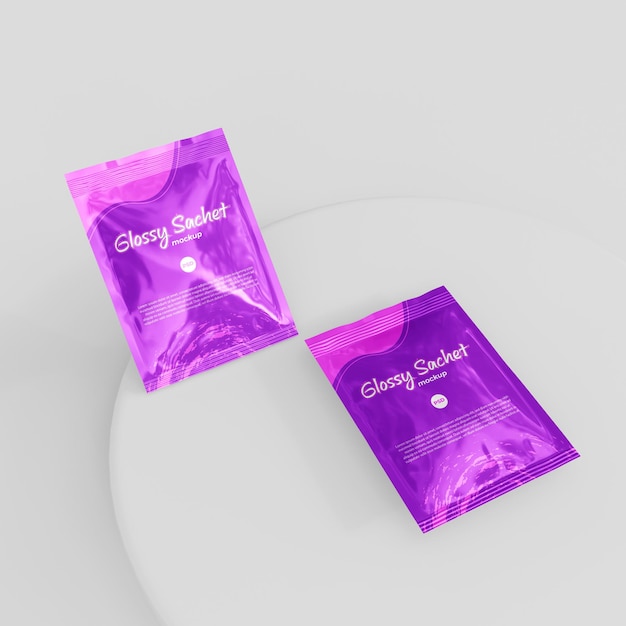 PSD glossy sachet mockup psd